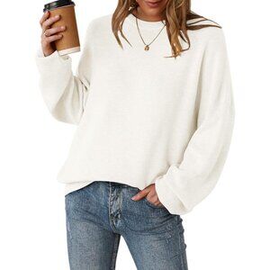 Women's Fashion Casual White Sweaters Tops Style Wool Outfits Blend Crewneck
